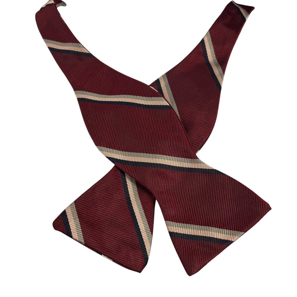 Robert Talbott Pure Silk Bow Tie Burgundy‎ Stripe Mens Formal Neckwear